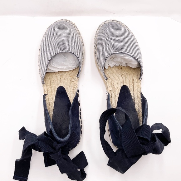{Vince} Canvas & Suede Espadrilles Ankle Tie Navy - Picture 8 of 16